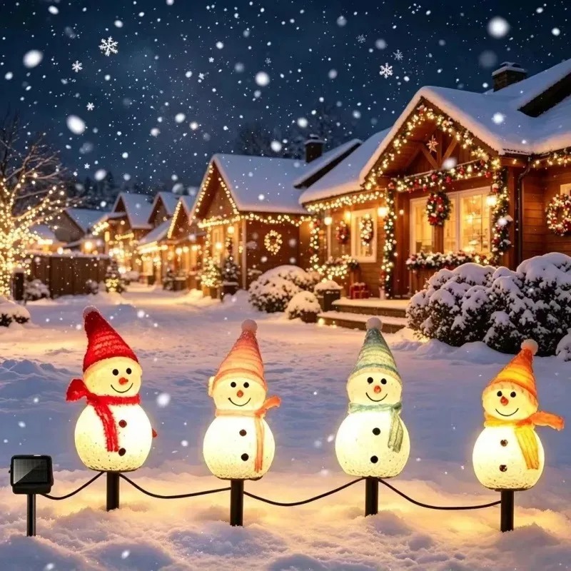 Outdoor Solar Power Xmas Lights - Güneş Enerjili Kardan Adam Bahçe Çubuklu